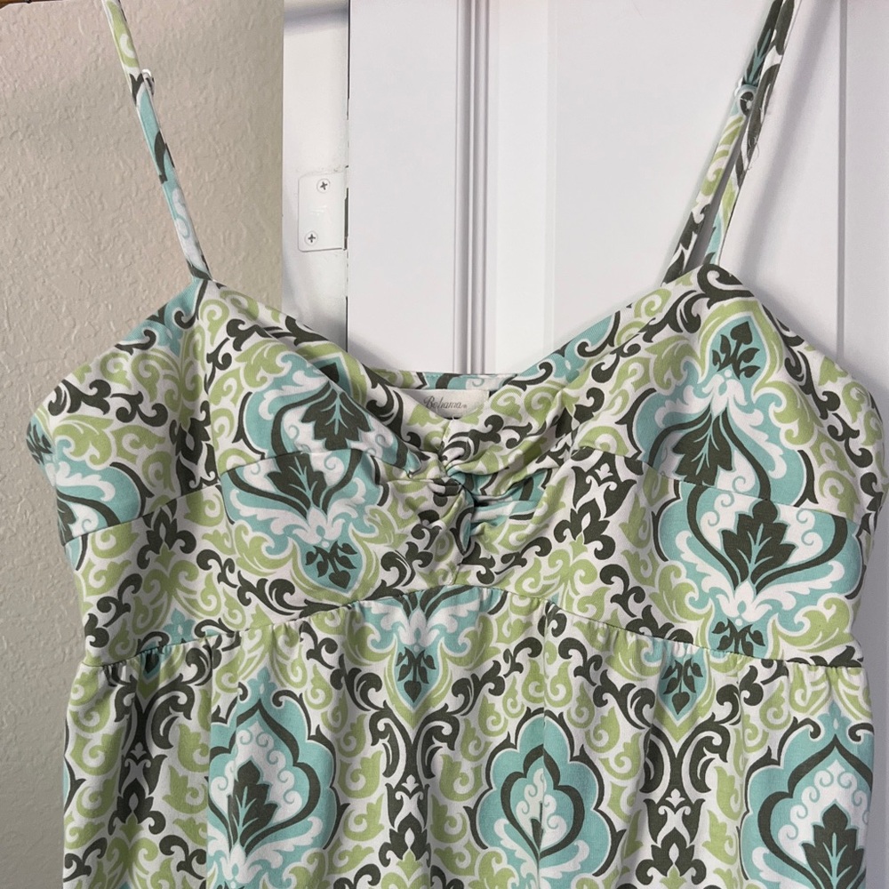 Tommy Bahama Blue, Green & White Printed Spaghetti Strap Dress